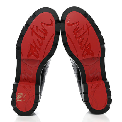 Christian Louboutin Croc Calfskin Embossed Womens Lug Swing Loafers 39.5 Black 5 of 9