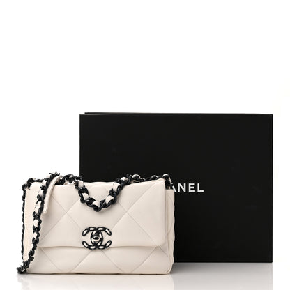 Chanel Glossy Calfskin Quilted Medium Chanel 19 Flap White Black 11 of 11