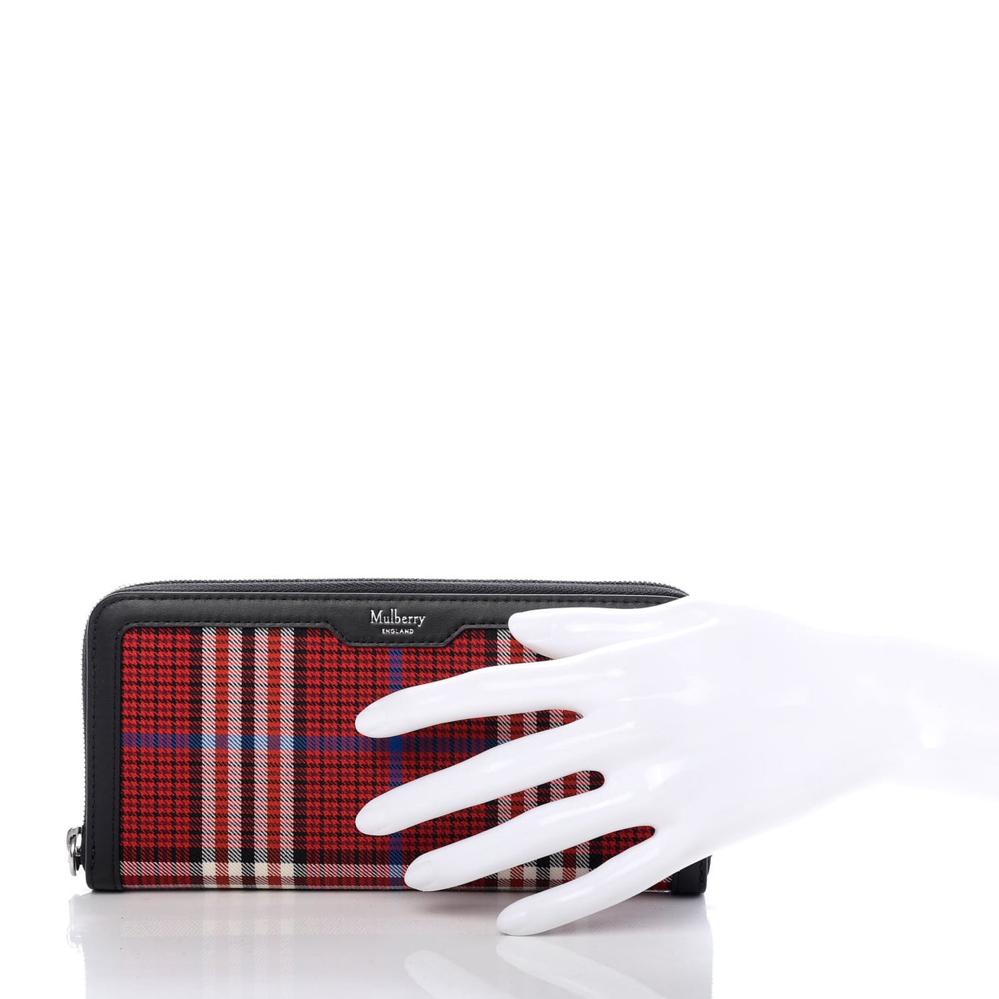 Tartan Canvas Zip Around Wallet Scarlet