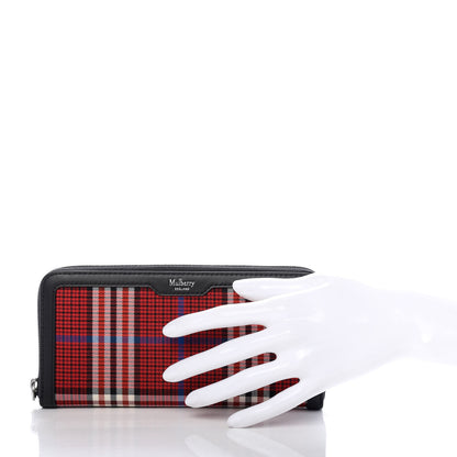 Mulberry Tartan Canvas Zip Around Wallet Scarlet 2 of 8