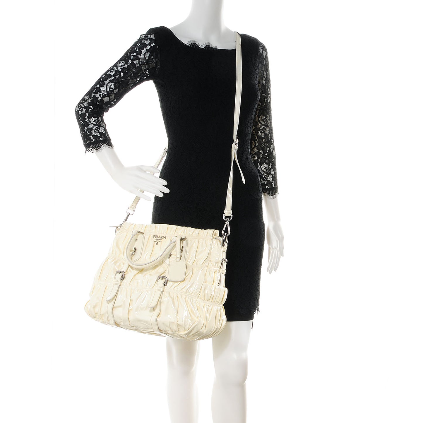 Vernice Dressy Gaufre Tote White