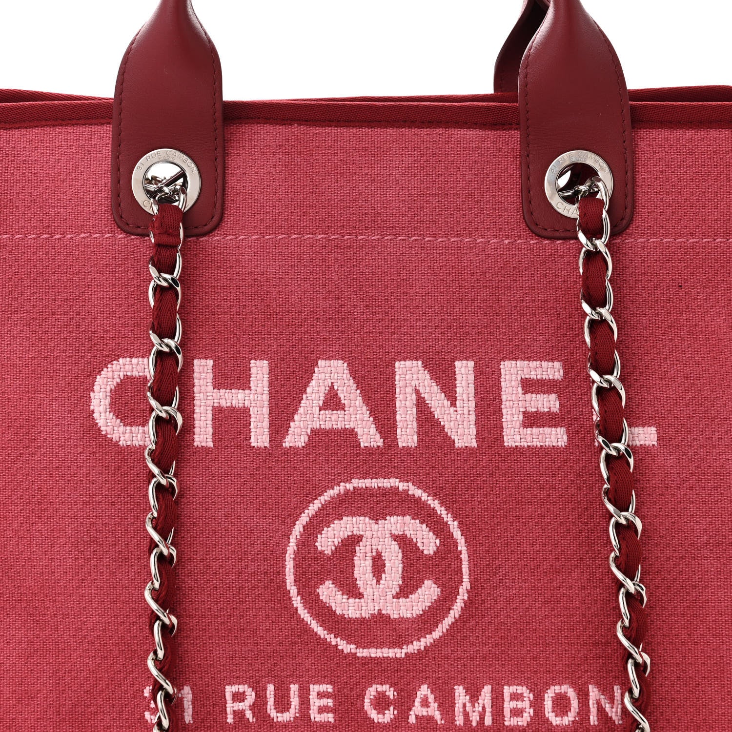 Chanel Canvas Medium Deauville Tote Red 8 of 14