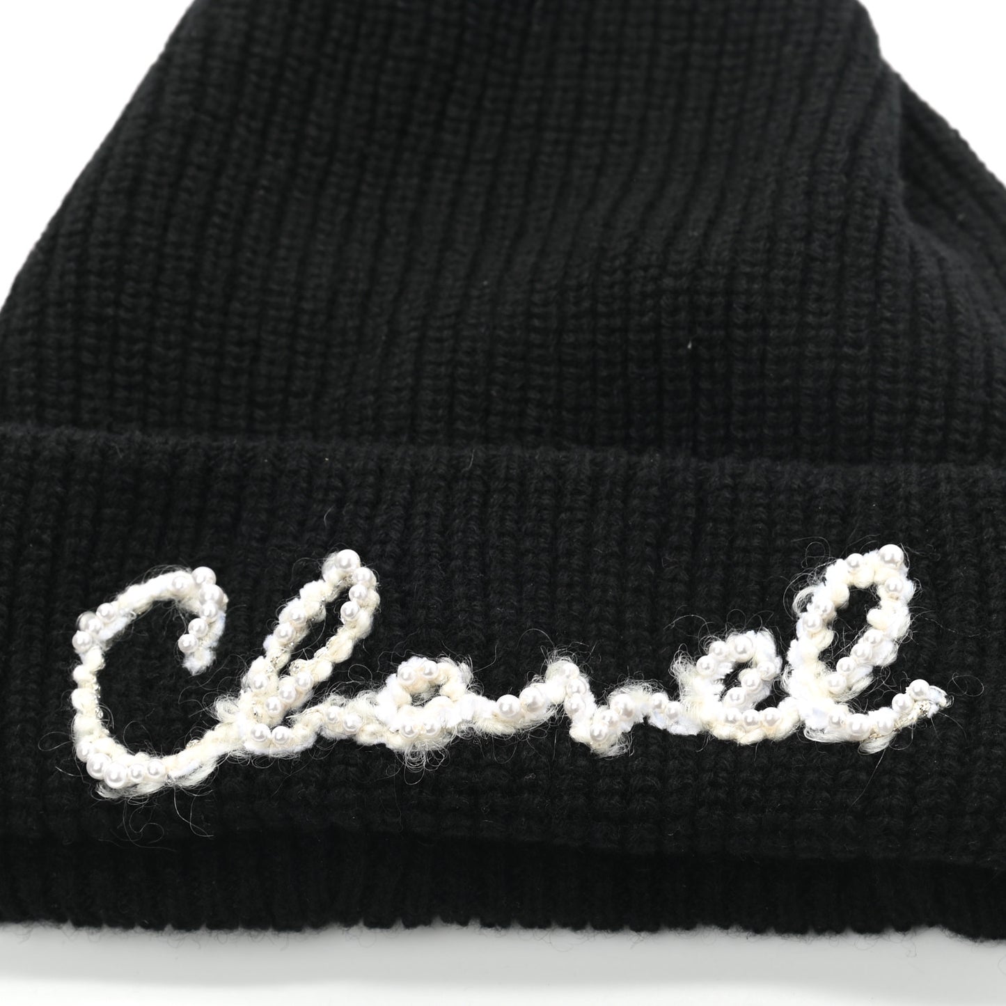 Cashmere Logo Beanie Hat Black White