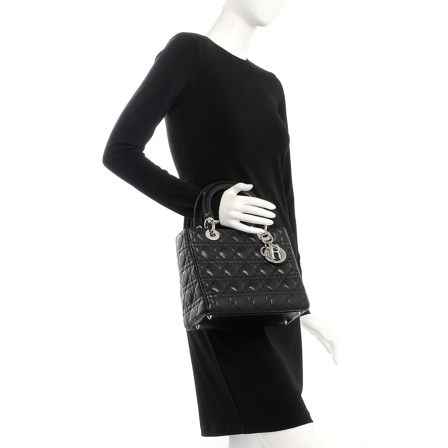 Lambskin Cannage Medium Lady Dior Black