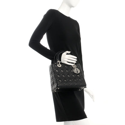 Christian Dior Lambskin Cannage Medium Lady Dior Black 3 of 12
