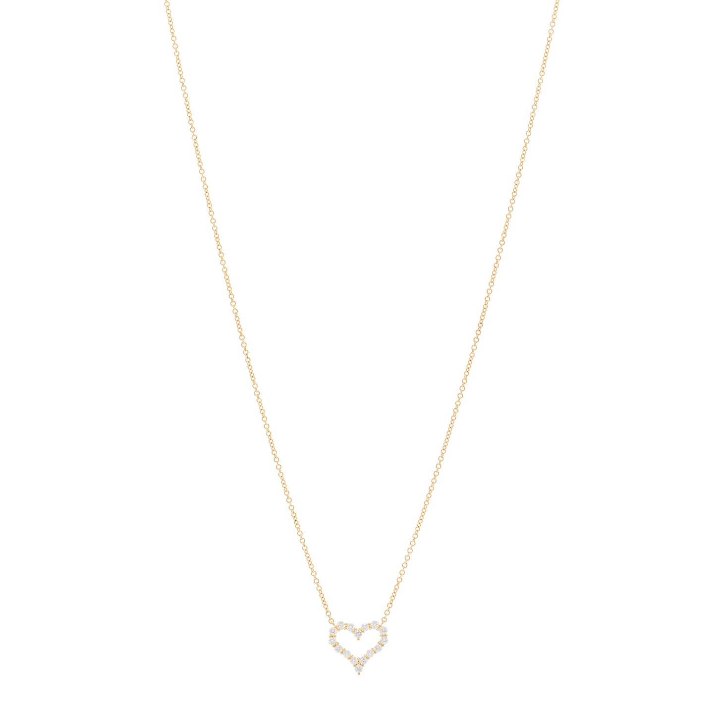 18K Yellow Gold Diamond .30ct Heart Pendant Necklace