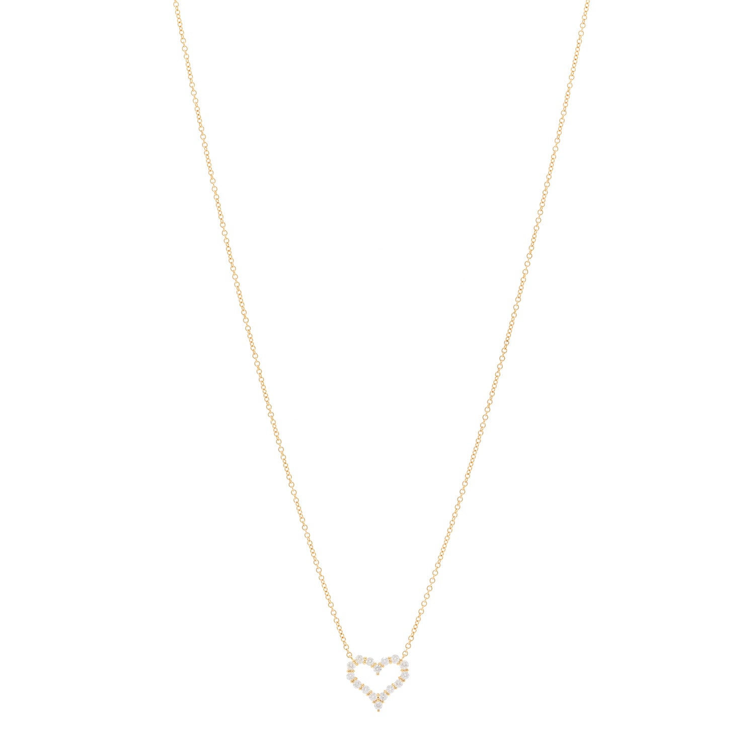 Tiffany 18K Yellow Gold Diamond .30ct Heart Pendant Necklace 1 of 4