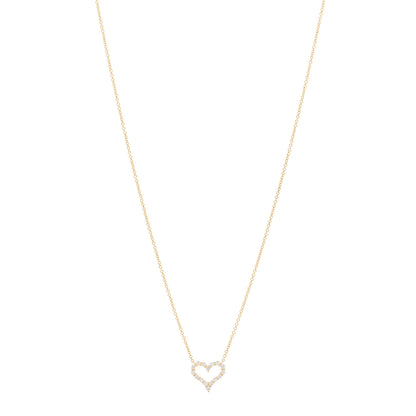 Tiffany 18K Yellow Gold Diamond .30ct Heart Pendant Necklace 1 of 4