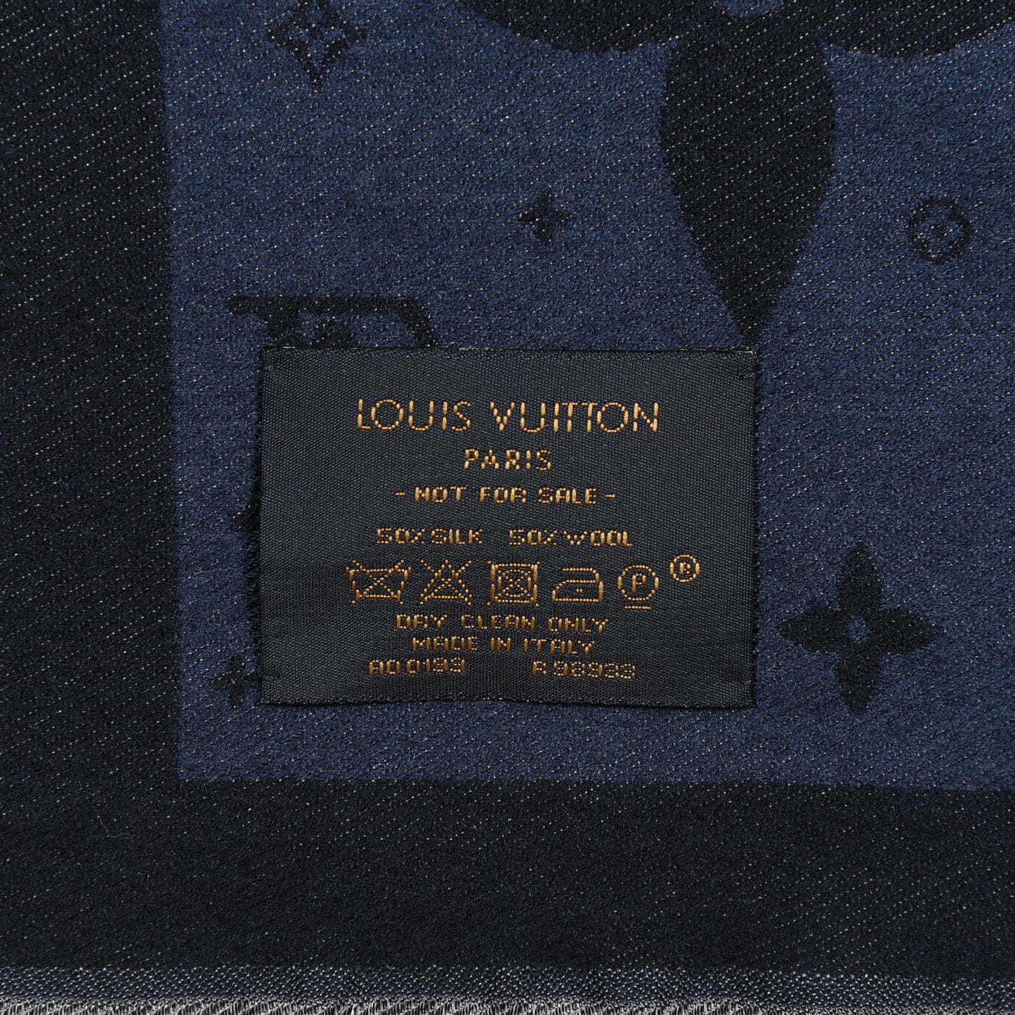 Silk Wool Monogram Scarf Blue