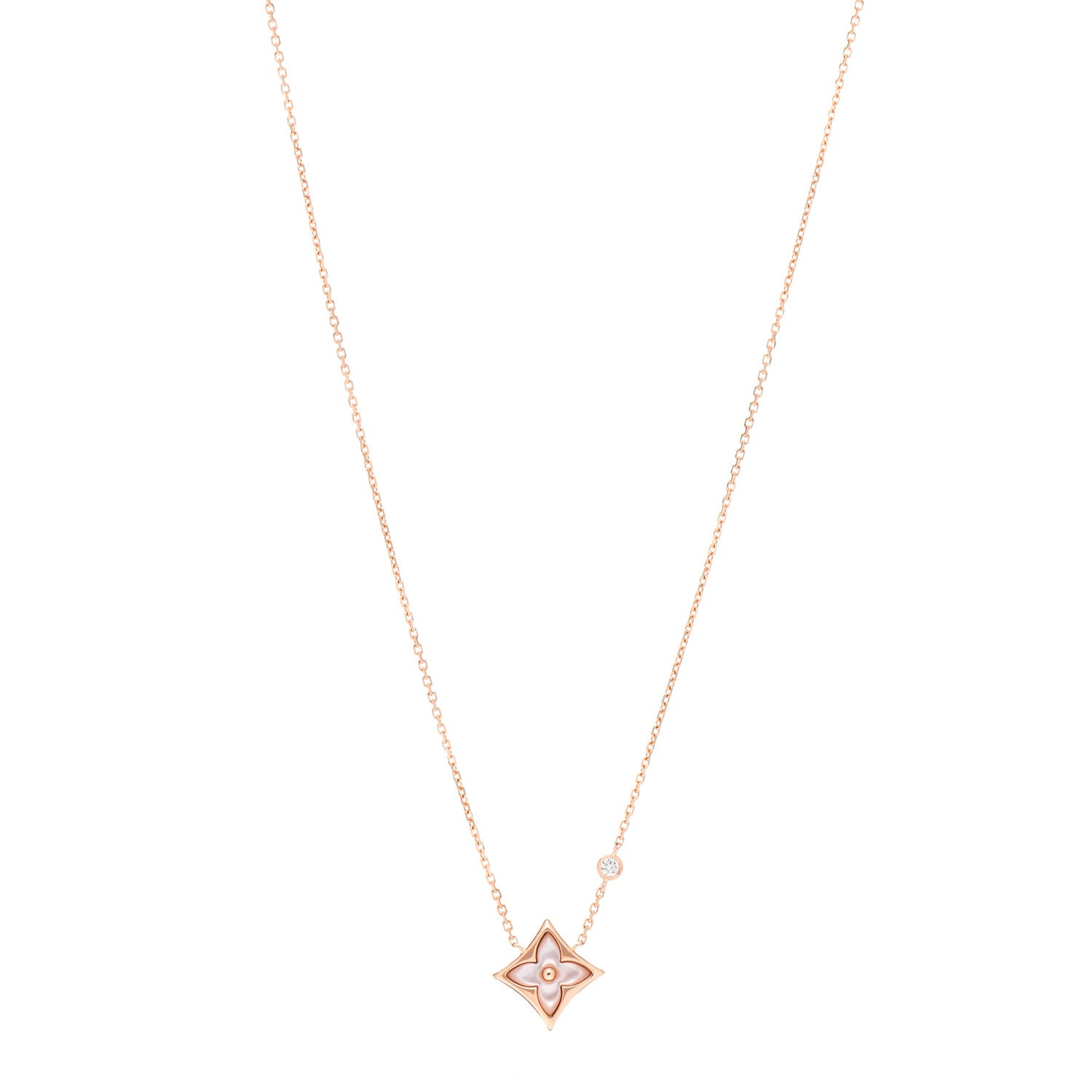 Louis Vuitton 18K Pink Gold Diamond Pink Mother of Pearl Color Blossom BB Star Pendant Necklace 1 of 5