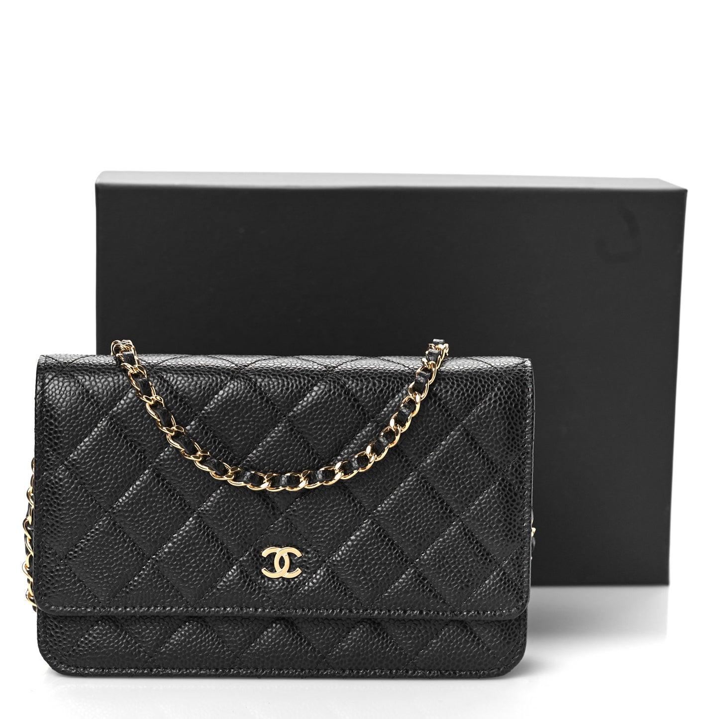 Caviar Quilted Wallet On Chain WOC Black