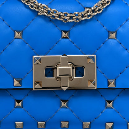 Valentino Garavani Calfskin Micro Rockstud Spike Shoulder Bag Blue Fluo 9 of 10