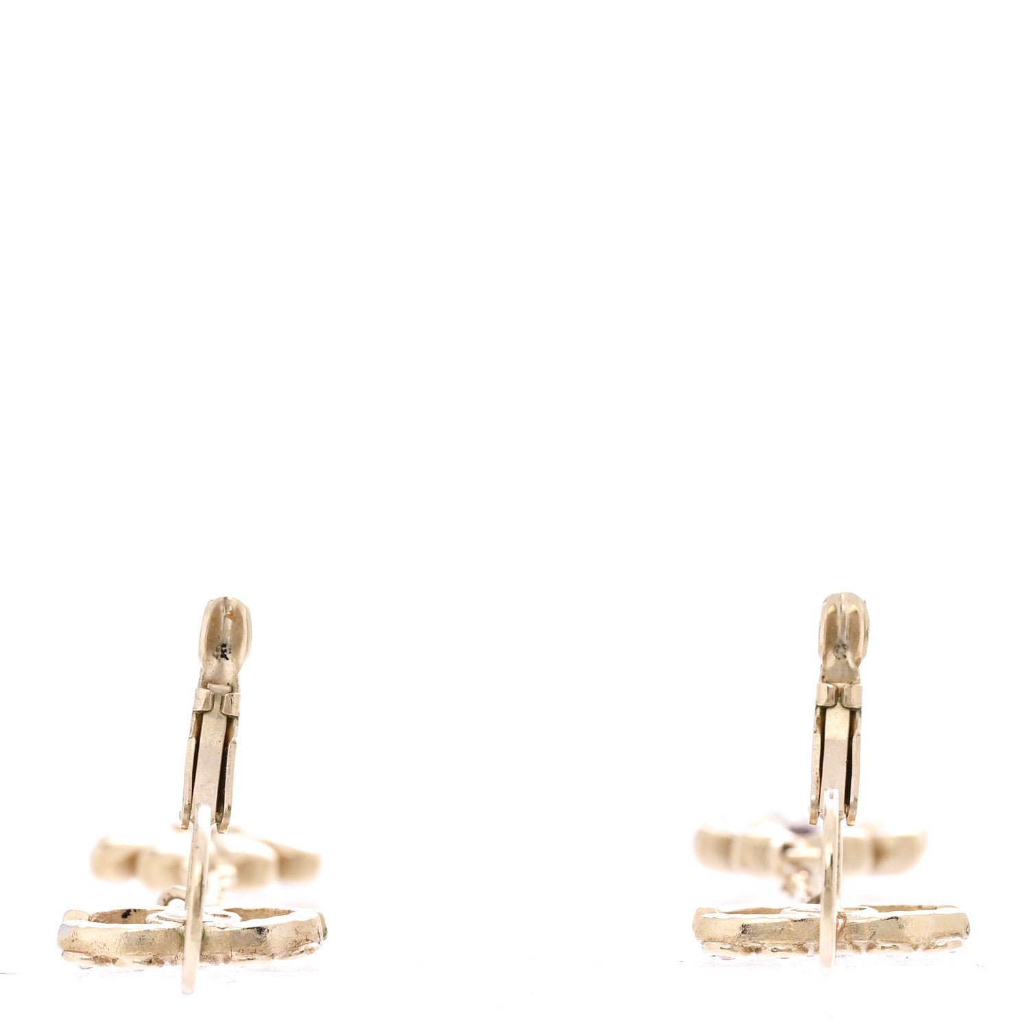 Chanel Crystal CC Flower Drop Earrings Gold 3 of 5