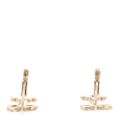 Chanel Crystal CC Flower Drop Earrings Gold 3 of 5