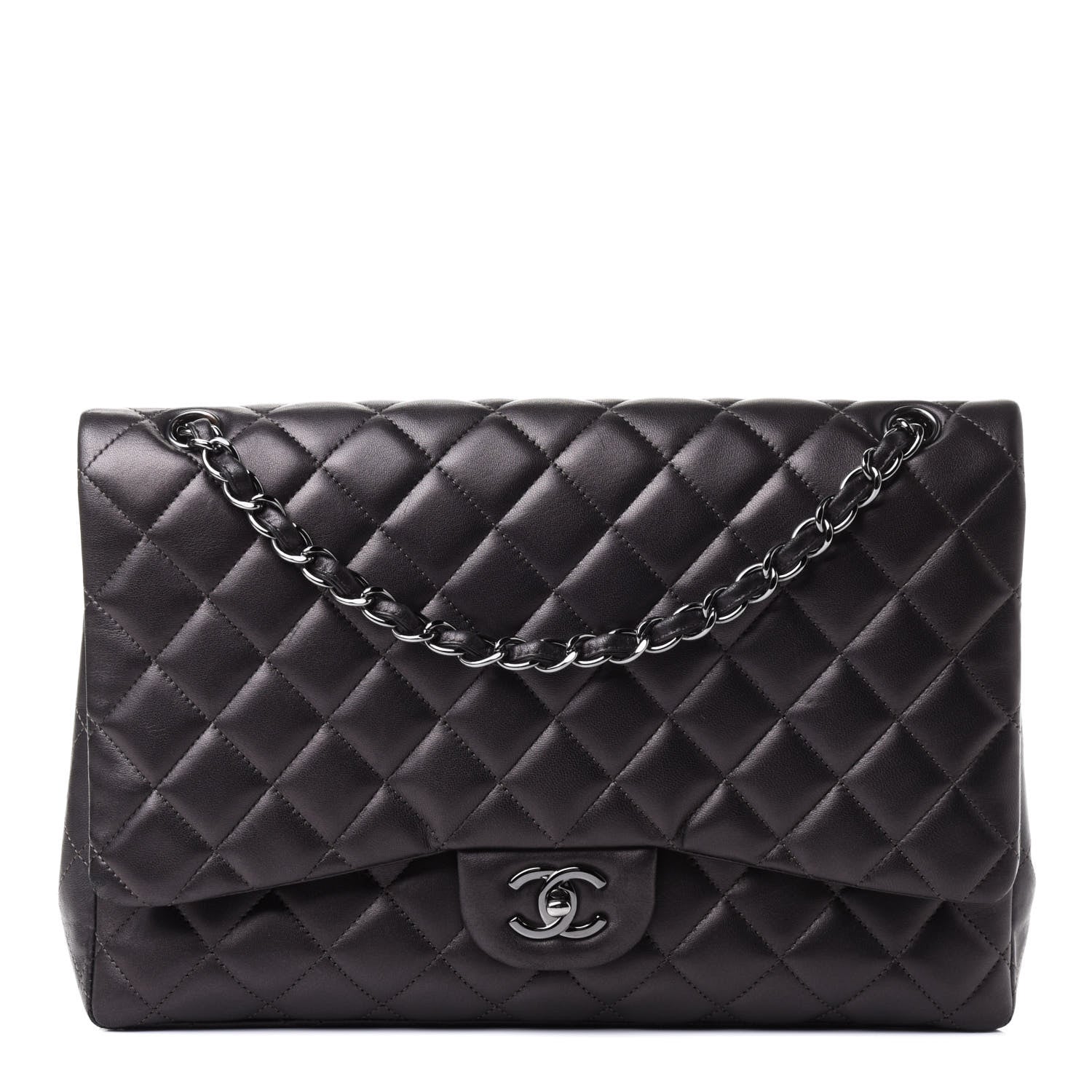 Chanel Metallic Lambskin Quilted Maxi Single Flap Grey 1 of 4