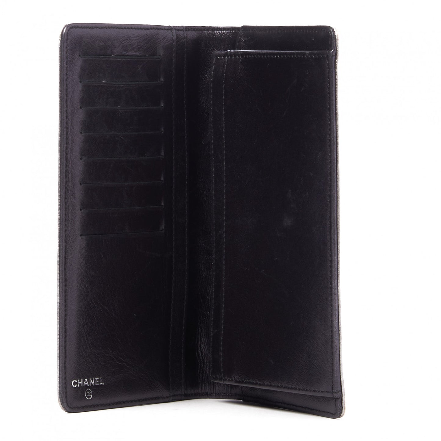 Metallic Lambskin Precious Symbols Yen Wallet Silver