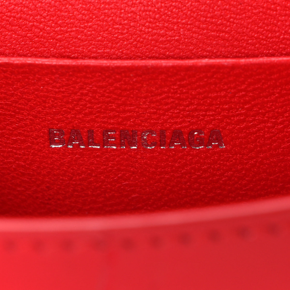 Balenciaga Shiny Calfskin Tonal B Crocodile Embossed Hourglass Top Handle Bag Mini Bright Red 6 of 11