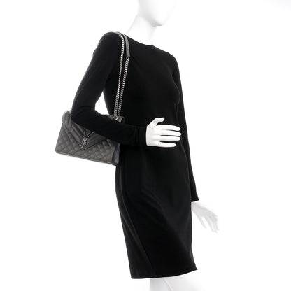 Saint Laurent Grain De Poudre Textured Mixed Matelasse Medium Triquilt Monogram Satchel Earth 2 of 7