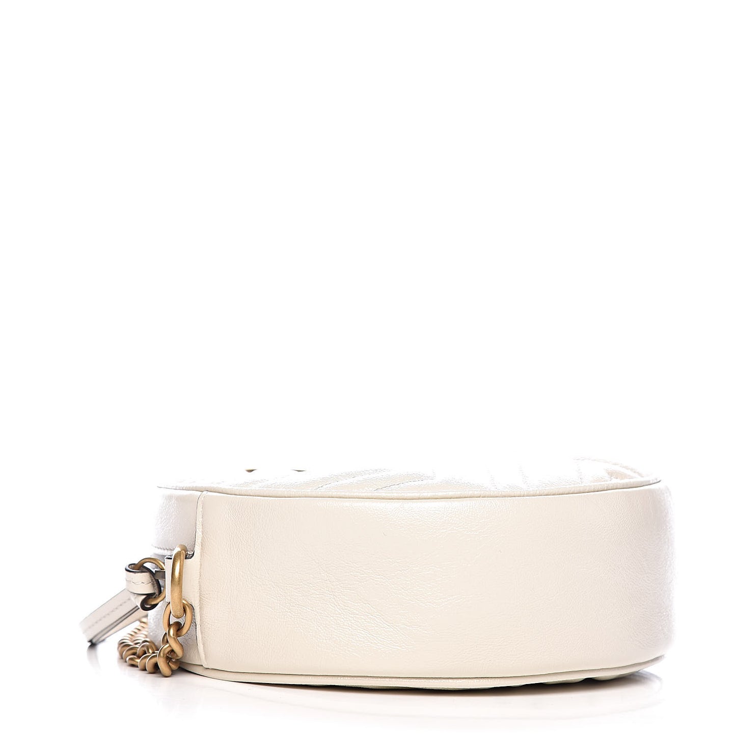 Calfskin Matelasse Mini GG Marmont Round Shoulder Bag White