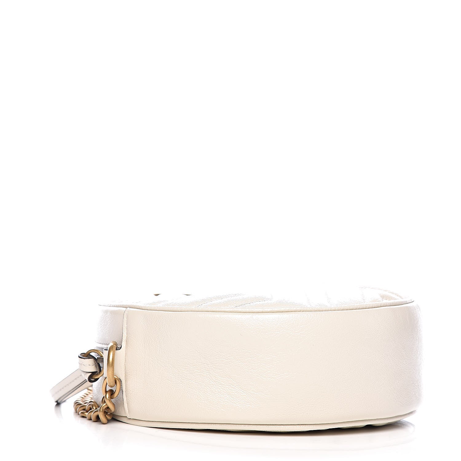 Gucci Calfskin Matelasse Mini GG Marmont Round Shoulder Bag White 4 of 11