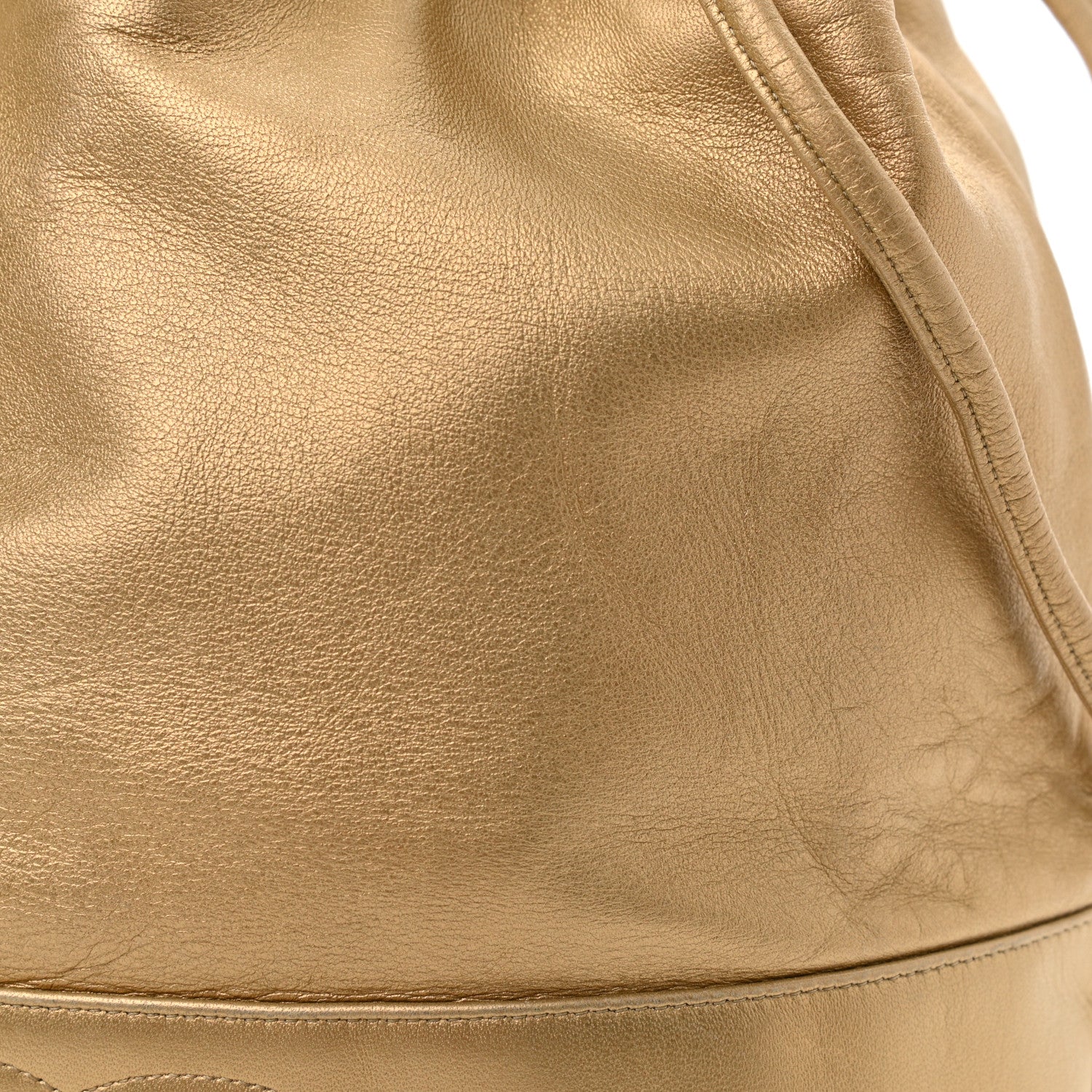 Chanel Metallic Lambskin CC Drawstring Shoulder Bag Gold 15 of 21