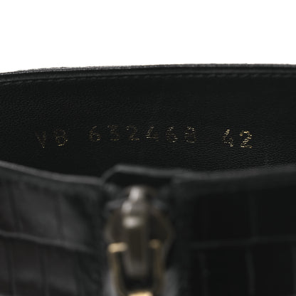 Saint Laurent Shiny Crocodile Embossed Jane 90 Zip Booties 42 Black 10 of 11