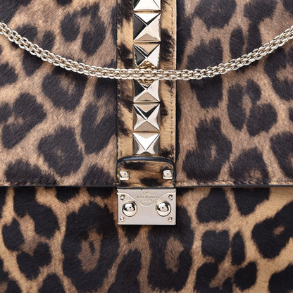 Valentino Garavani Calf Hair Leopard Print Large Glam Lock Rockstud Flap 9 of 9