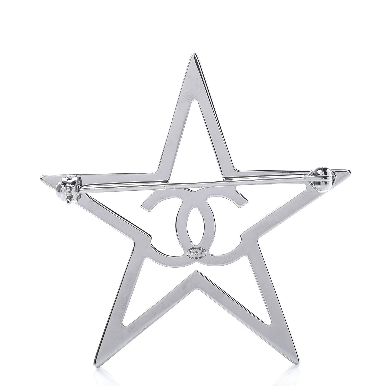 Chanel Ruthenium Crystal Star CC Brooch Blue 3 of 5