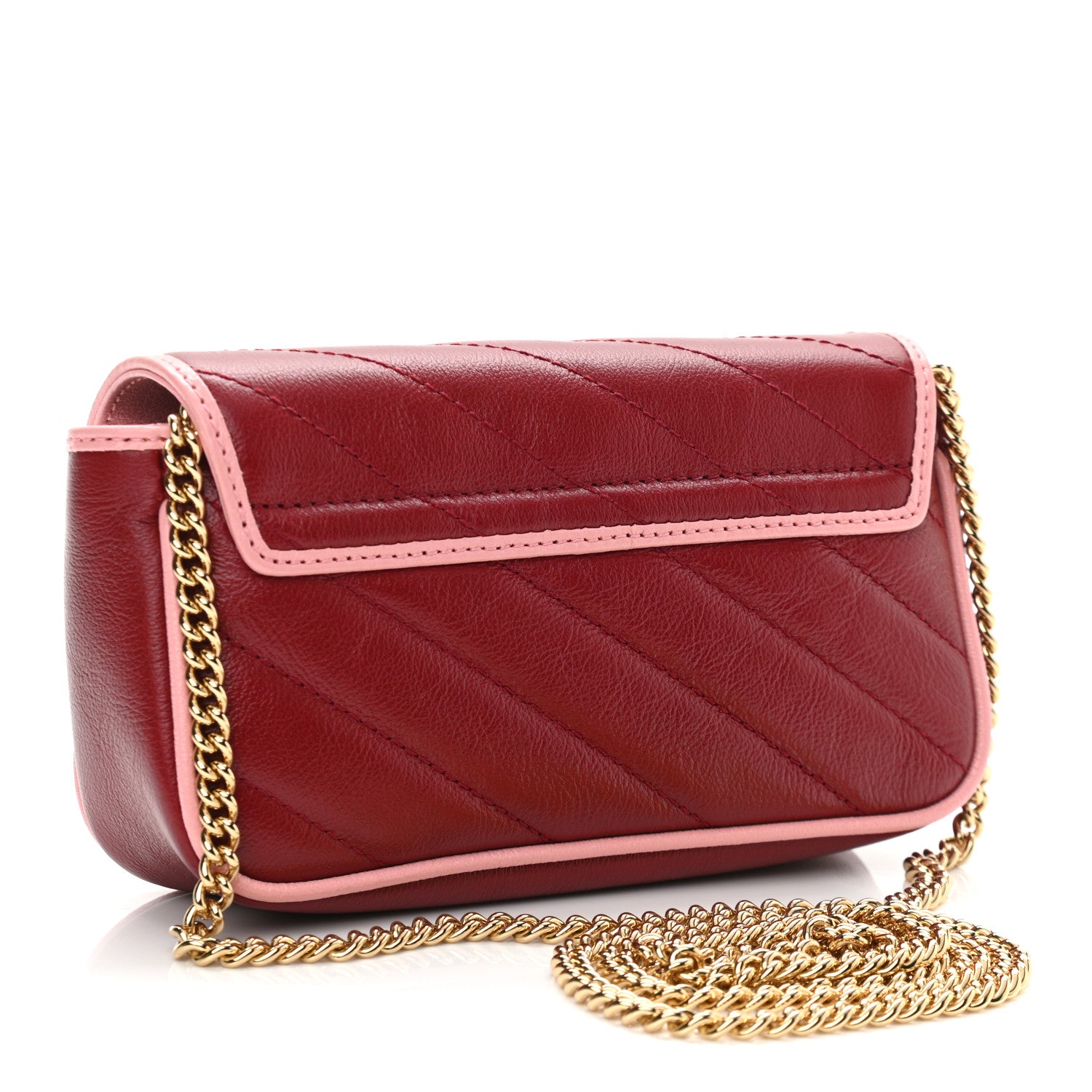 Gucci Azalea Calfskin Enamel Matelasse Diagonal Super Mini Torchon GG Marmont Shoulder Bag New Cherry Red Wild Rose 3 of 11