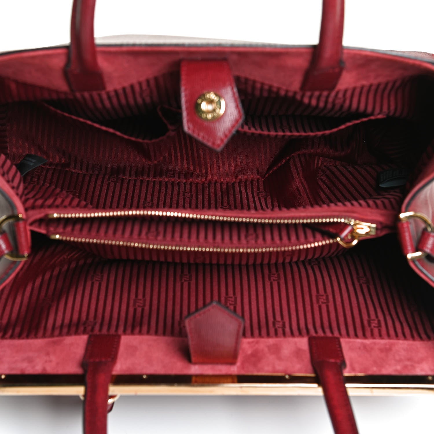 Fendi Vitello Elite Regular 2Jours Tote Rosso Scuro Ciliegia 5 of 13