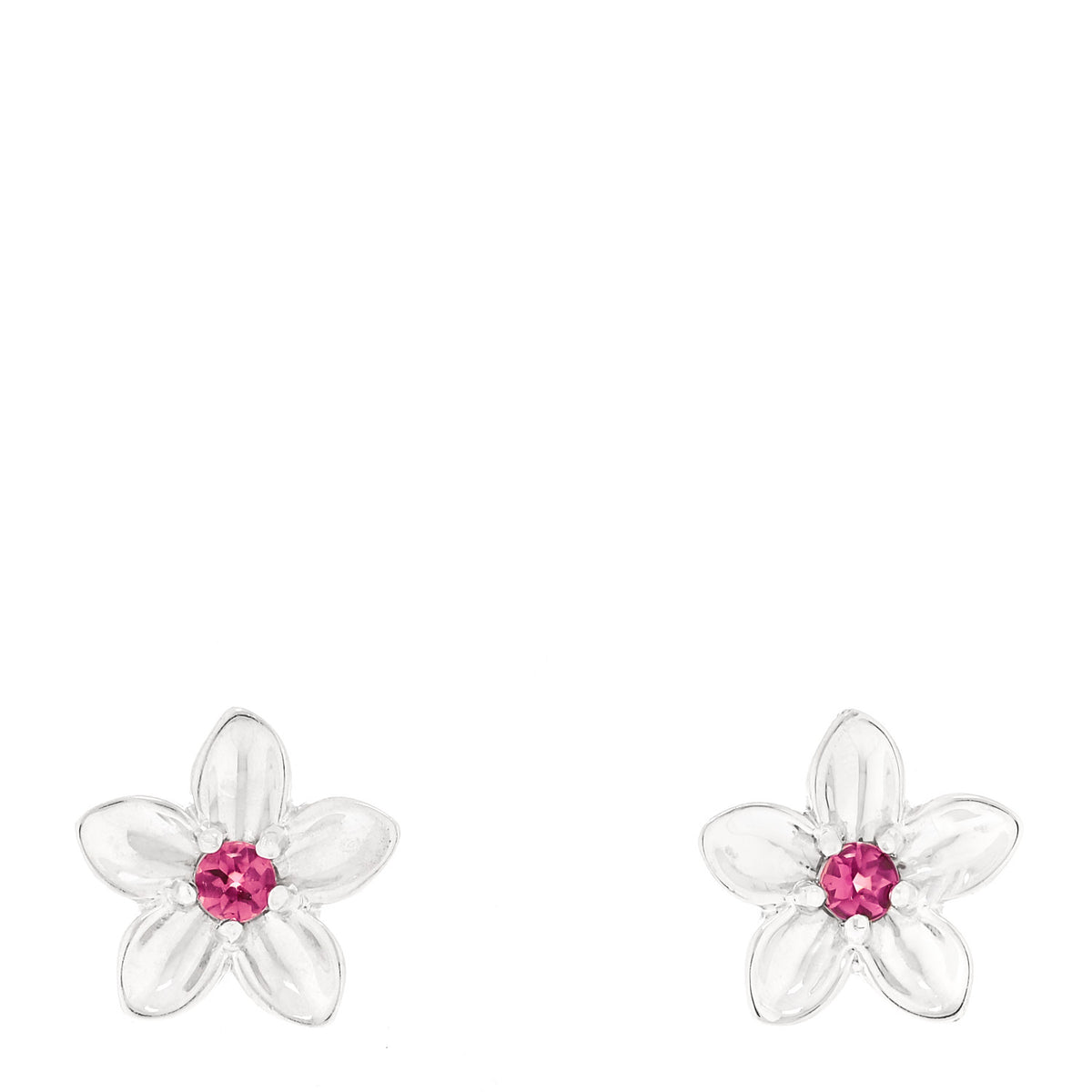 Tiffany Sterling Silver Pink Tourmaline Flower Stud Earrings 1 of 4