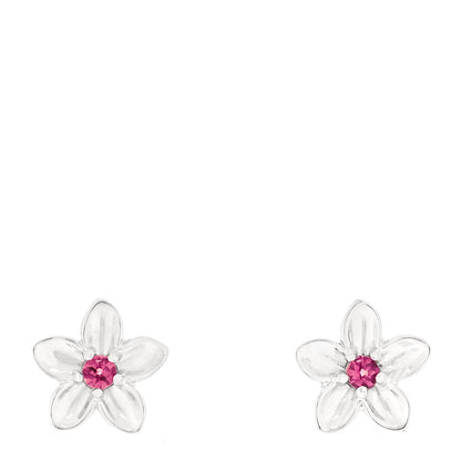 Tiffany Sterling Silver Pink Tourmaline Flower Stud Earrings 1 of 4