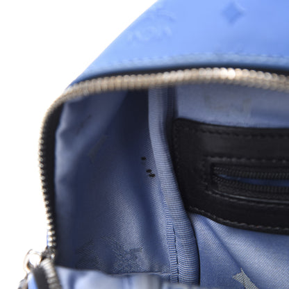 MCM Calfskin Visetos Diamond Printed Small Backpack Blue 10 of 14