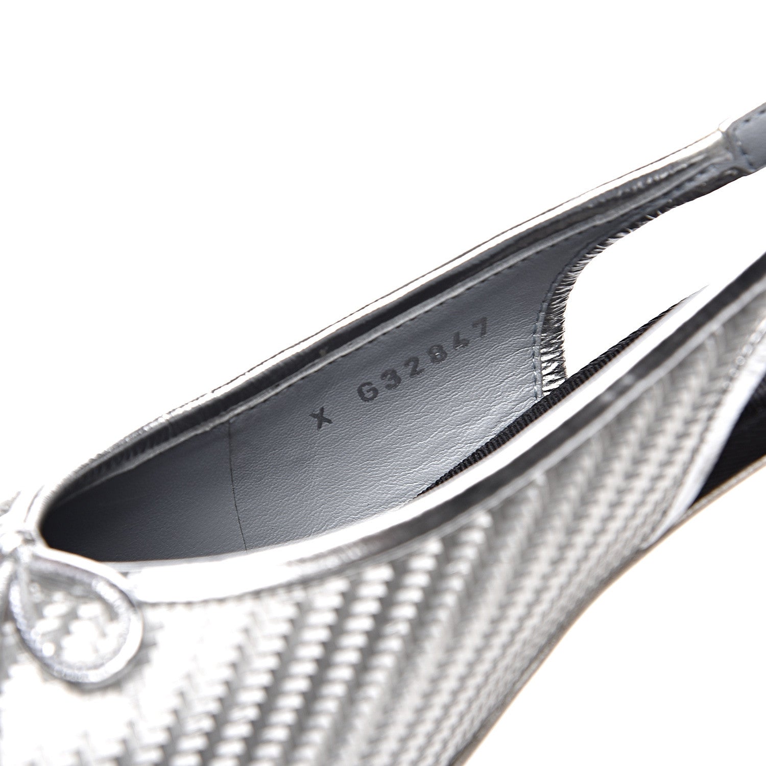 Chanel Woven Plastic Grosgrain Cap Toe CC Slingback Pumps 38 Black Silver 8 of 10