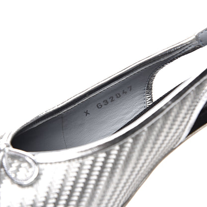 Chanel Woven Plastic Grosgrain Cap Toe CC Slingback Pumps 38 Black Silver 8 of 10
