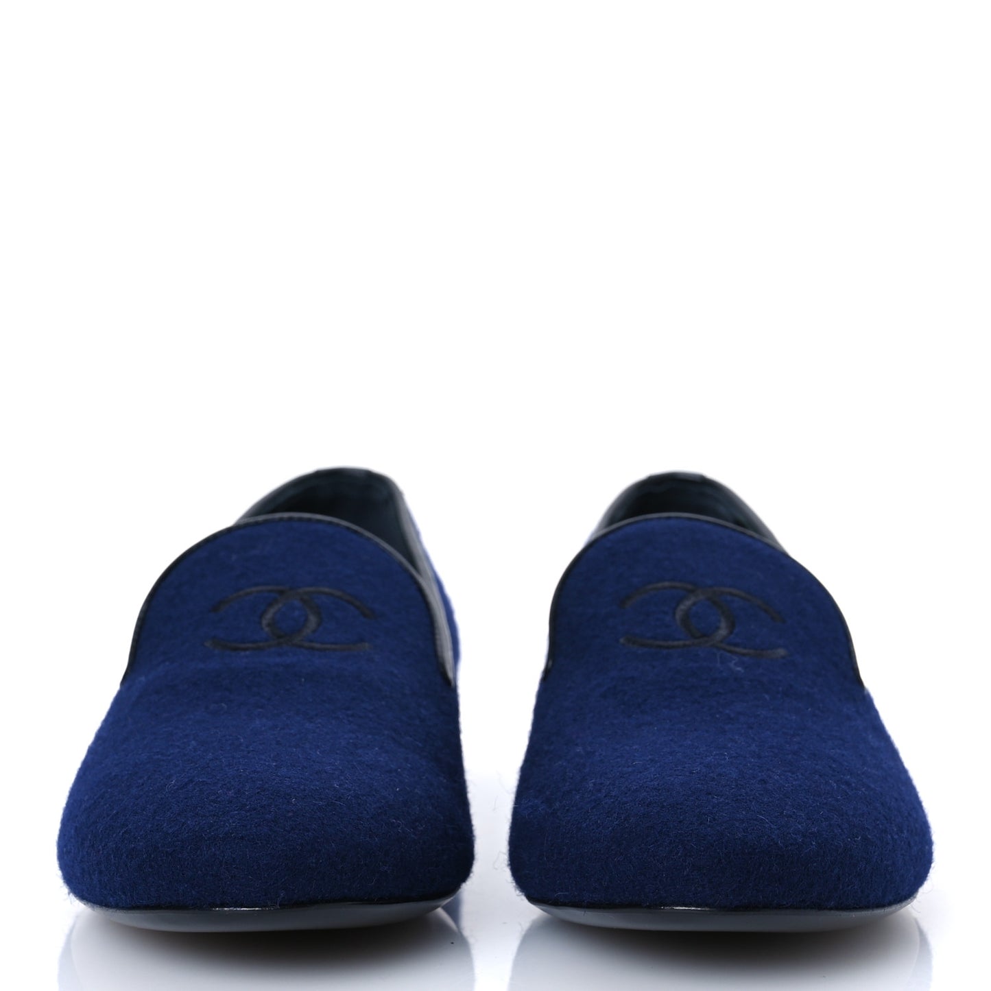 Fabric Lambskin Womens CC Mocassin Loafers 41 Navy Black