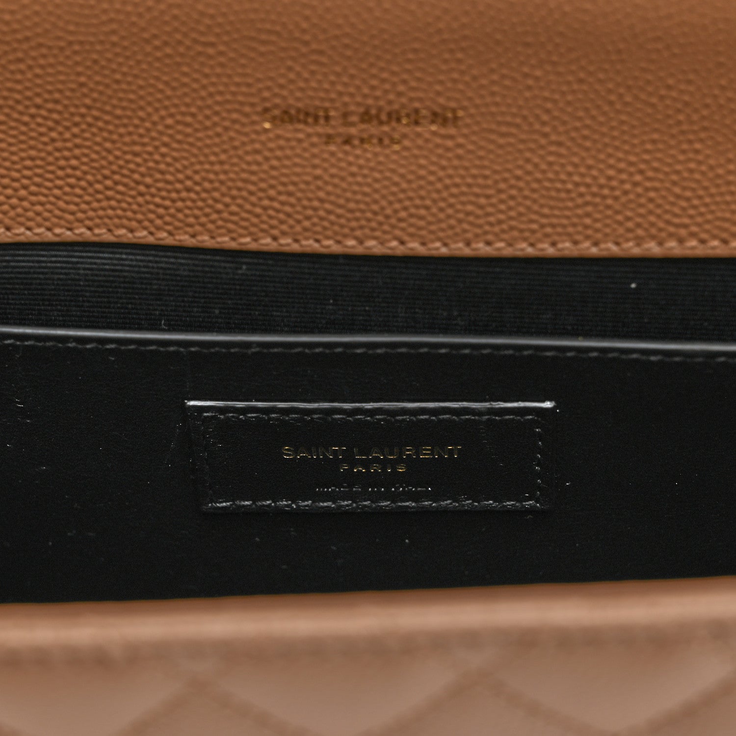 Saint Laurent Grain De Poudre Textured Mixed Matelasse Medium Triquilt Monogram Satchel Dark Latte 6 of 9