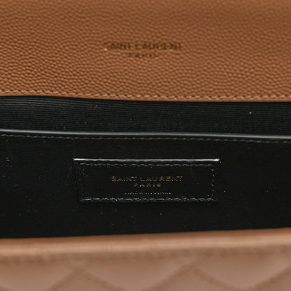 Saint Laurent Grain De Poudre Textured Mixed Matelasse Medium Triquilt Monogram Satchel Dark Latte 6 of 9