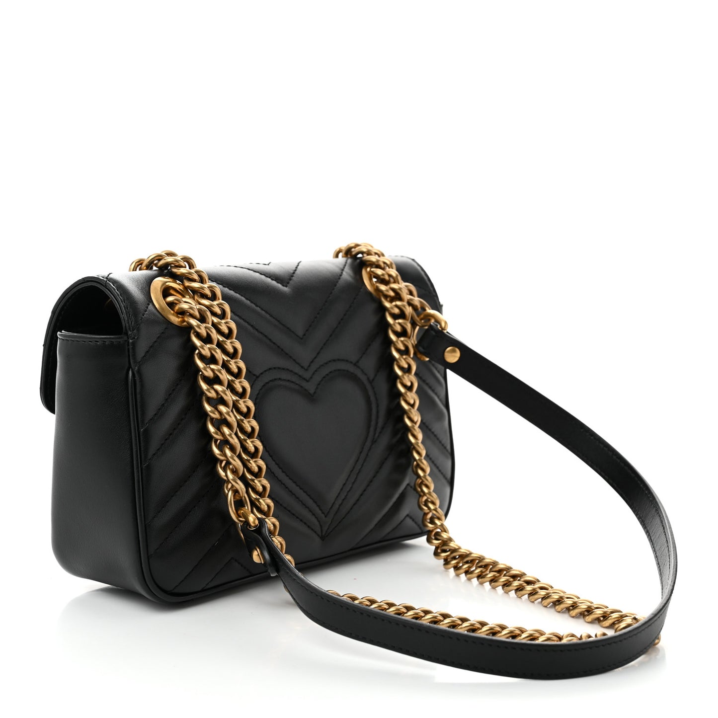 Calfskin Matelasse Mini GG Marmont Shoulder Bag Black