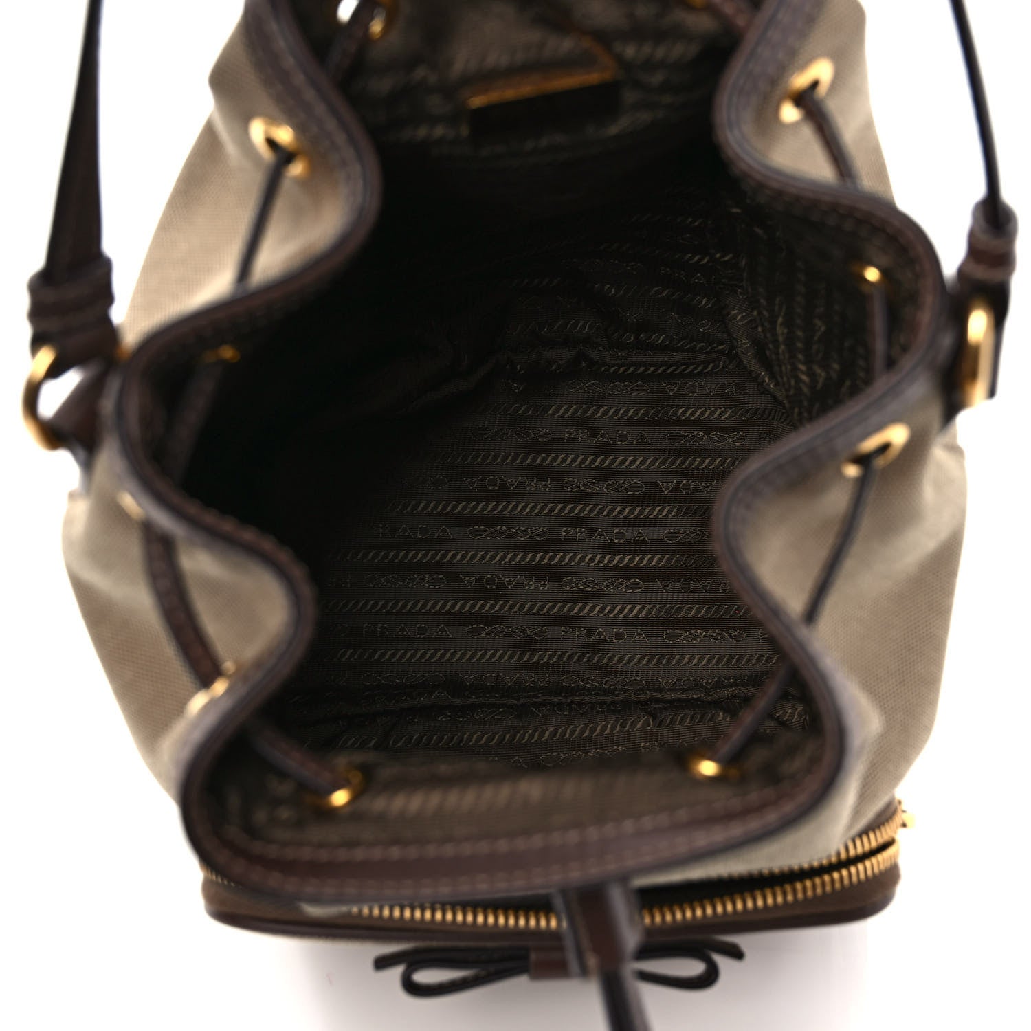 Prada Jacquard Logo Mini Bucket Crossbody Bag Corda Bruciato 5 of 9
