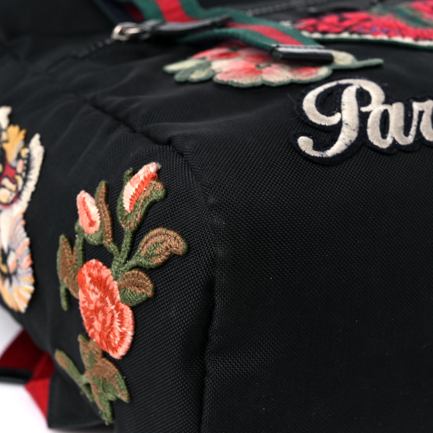 Techno Canvas Web L'Aveugle Par Amour Embroidered Double Buckle Backpack Black