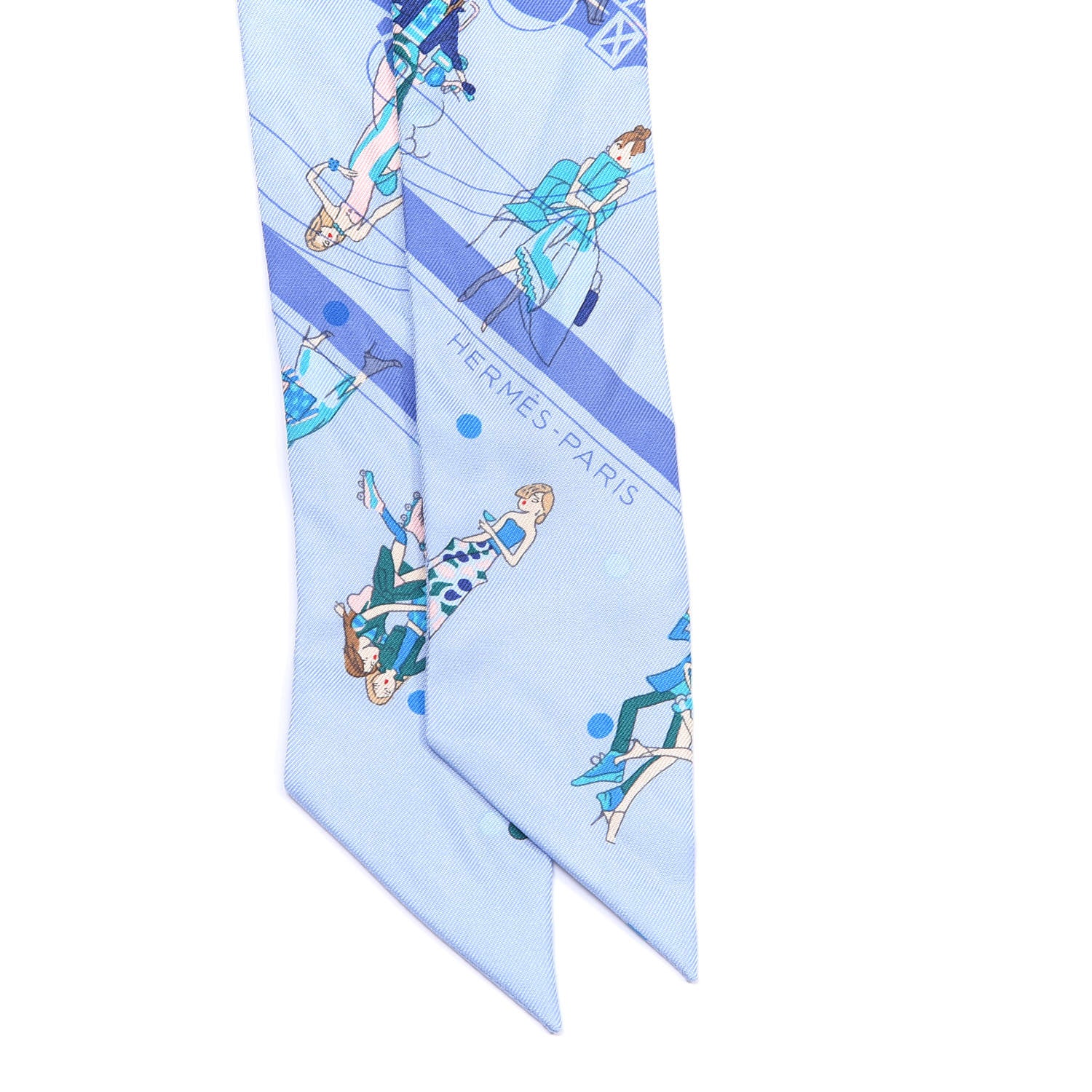 Hermes Silk Ex-Libris Les Parisiennes Twilly Ciel Turquoise Lavender 2 of 4