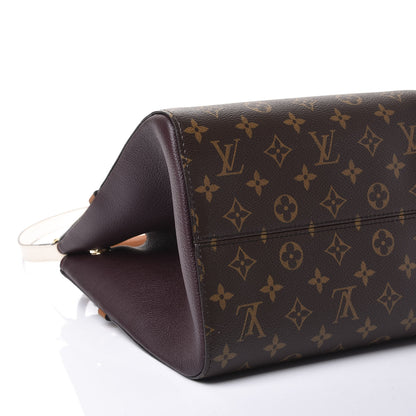 Louis Vuitton Calfskin Monogram Fold Tote MM Black Wine Cream 5 of 9