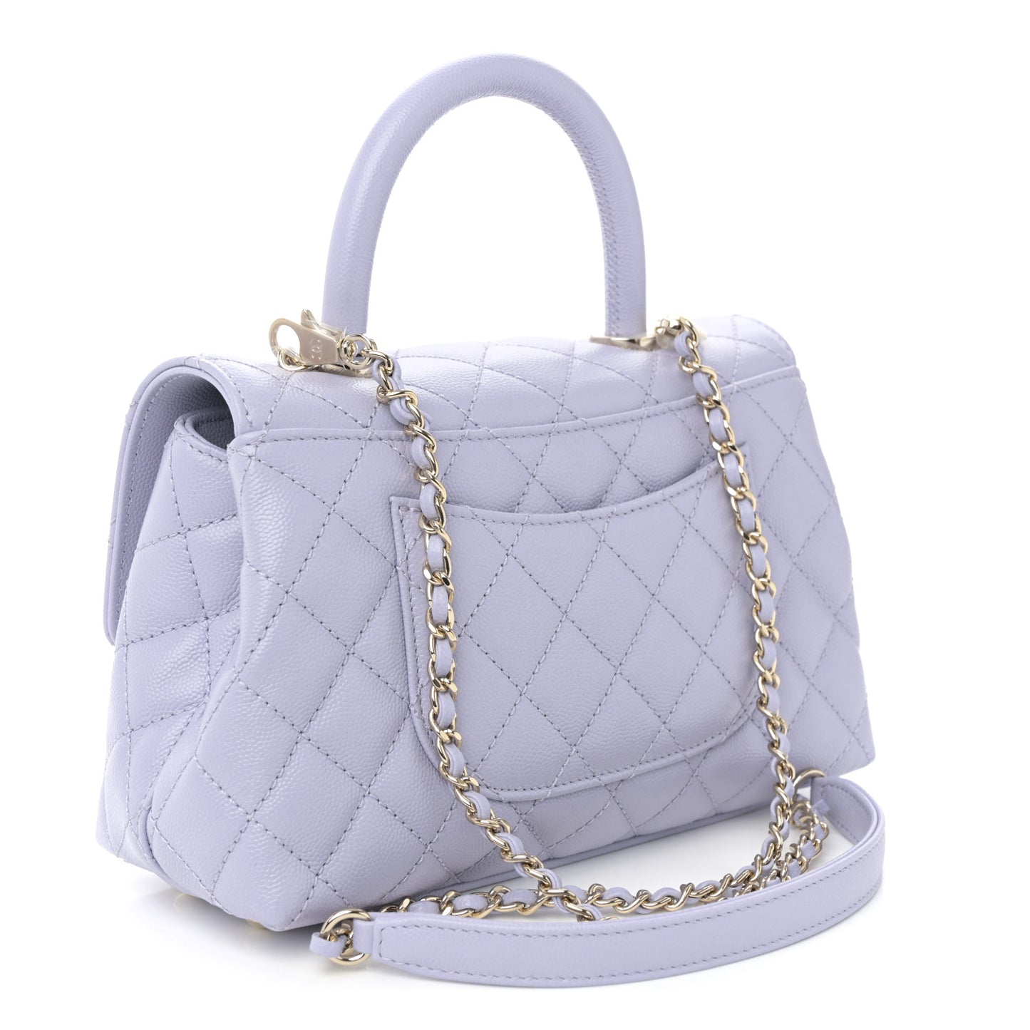 Caviar Quilted Mini Coco Handle Flap Light Purple