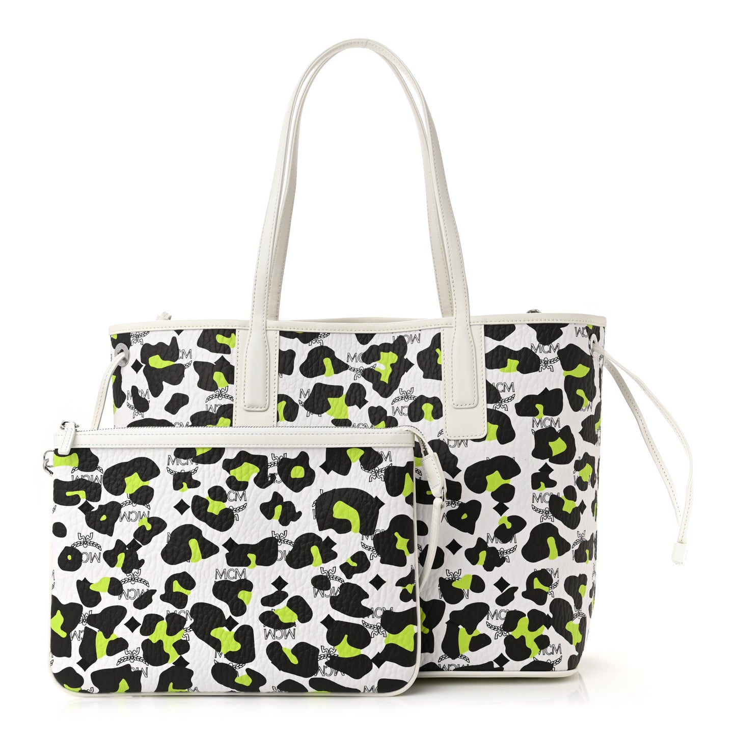 Leopard Visetos Medium Aren Shopper Tote White