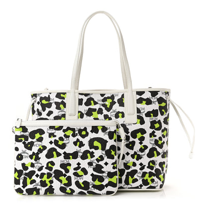 MCM Leopard Visetos Medium Aren Shopper Tote White 1 of 10