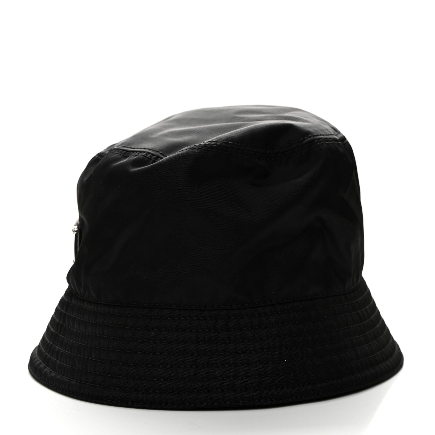 Prada Re-Nylon Metal Triangle Logo Womens Bucket Hat M Black 3 of 8