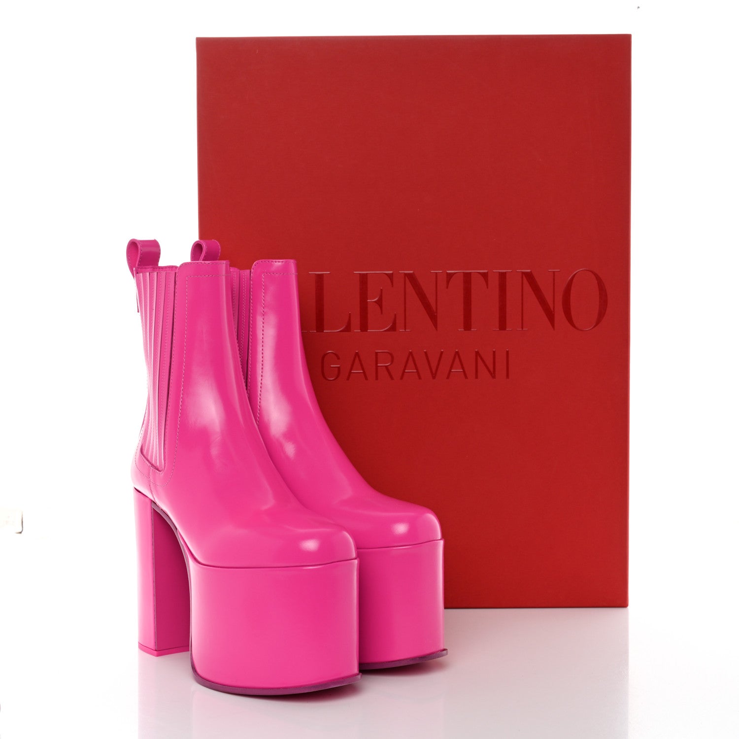 Valentino Garavani Calfskin Roman Stud Beatle Chelsea Platform 80/125mm Ankle Boots 36 Pink PP 9 of 9