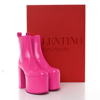 Valentino Garavani Calfskin Roman Stud Beatle Chelsea Platform 80/125mm Ankle Boots 36 Pink PP 9 of 9