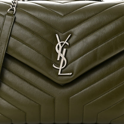 Saint Laurent Calfskin Y Quilted Monogram Medium Loulou Chain Satchel Military Olive 9 of 17
